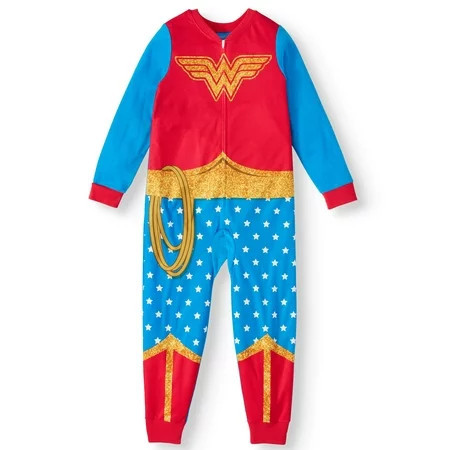 Wonderwoman Girl s Pajama Blanket Sleeper Onesie (Little Girls & Big Girls) | Walmart (US)
