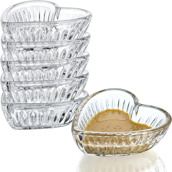 kanpura Mini Glass Bowls, Heart-shaped Prep Bowl, Dishwasher Safe, Pinch Bowls for Dipping Spices... | Amazon (US)