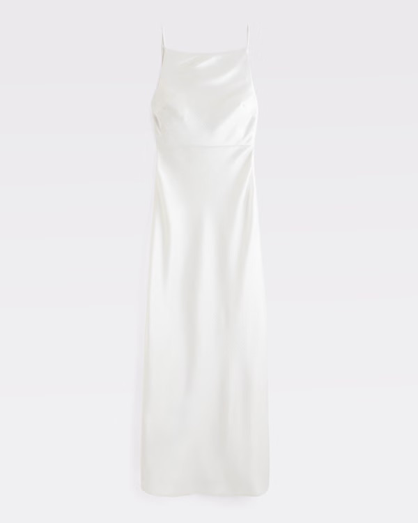 Women's High-Neck Crinkle Satin Maxi Dress | Women's Dresses & Jumpsuits | Abercrombie.com | Abercrombie & Fitch (US)