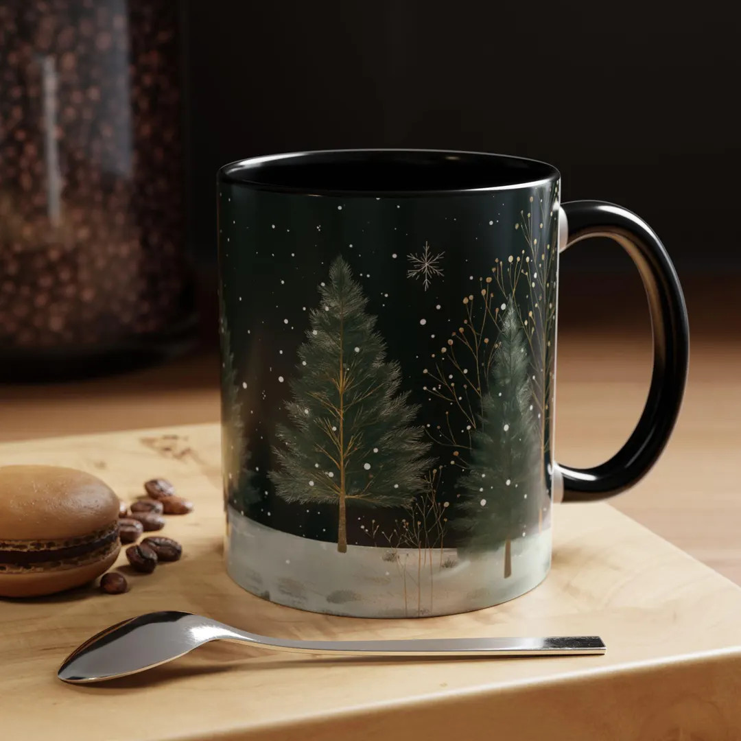 Beautiful Snowy Pine Forest Coffee Mug Christmas Forest Tea Cup Winter Holiday Ceramic Mug Festiv... | Etsy (US)