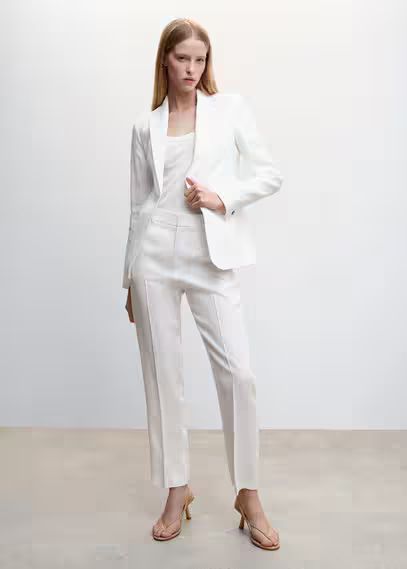 Blazer suit 100% linen white - Woman - 8 - MANGO | MANGO (UK)