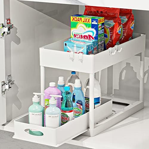 PUILUO Under Sliding Cabinet Basket Organizer, 2 Tier Storage Under Cabinet Bathroom Under Sink O... | Amazon (US)