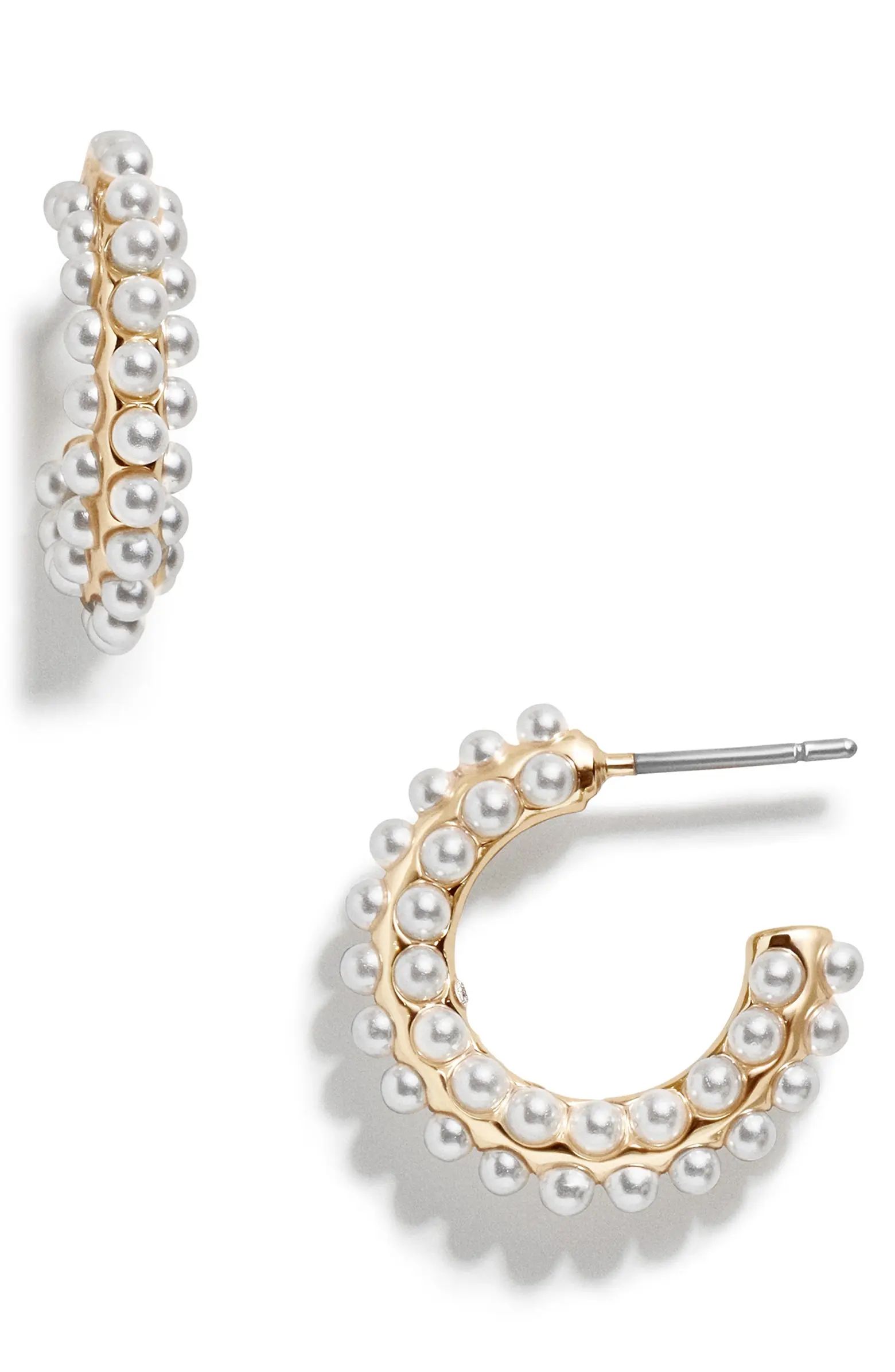 BaubleBar Nina Imitation Pearl Hoop Earrings | Nordstrom | Nordstrom