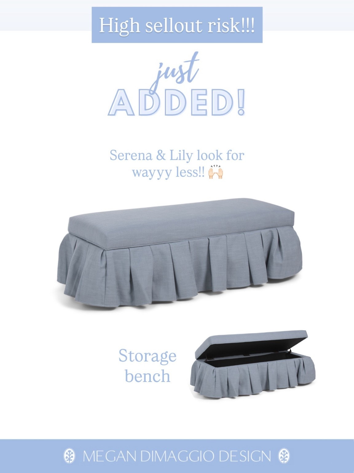 WOW!! High sellout risk!! Another amazing look for less storage bench and this one looks just like a custom Serena & Lily one but for HUNDREDS LESS!! 🙌🏻😍 Will definitely go fast!! Perfect for end of bed, entryway or anywhere you need a pretty seat but with secret storage!! 

#LTKHome #LTKSaleAlert