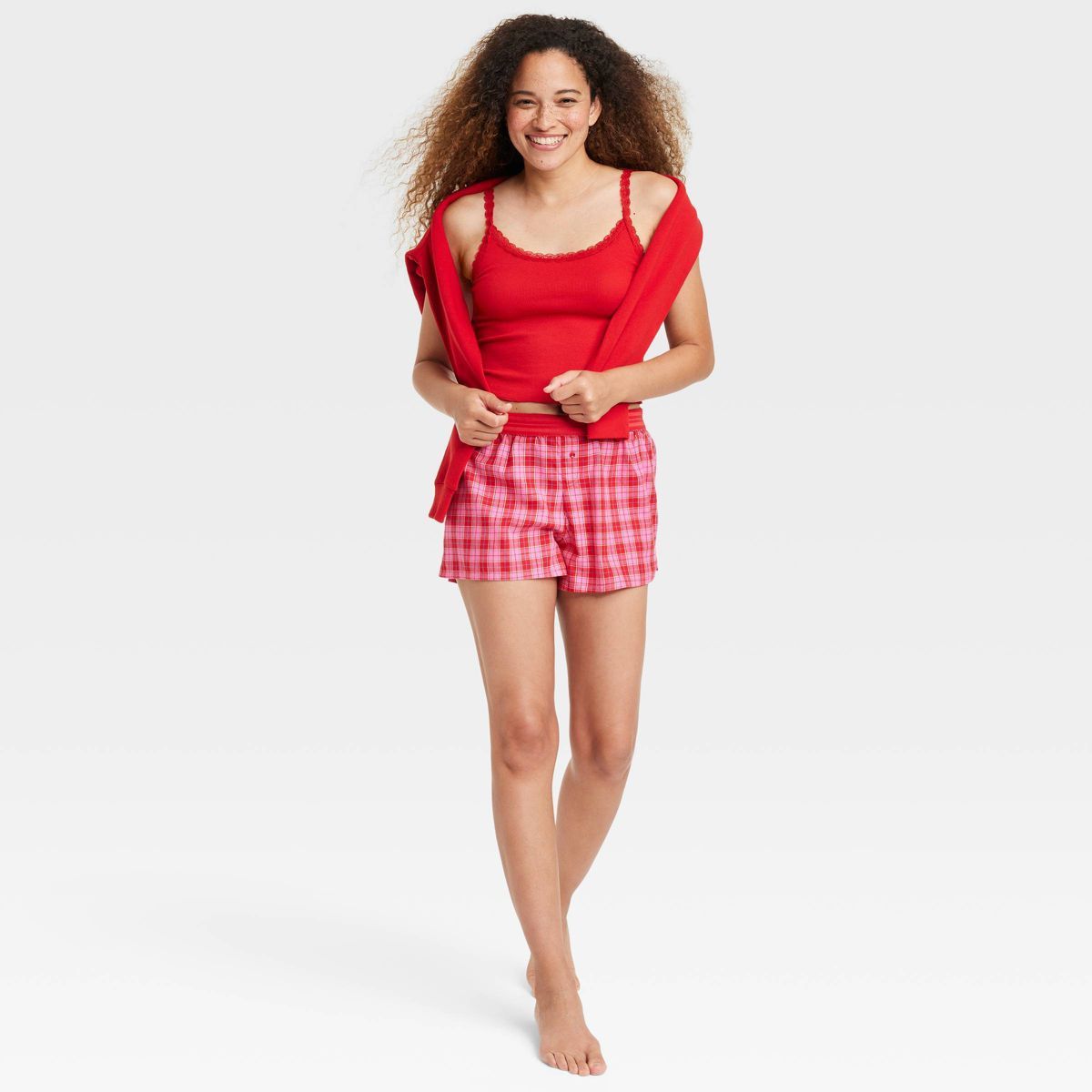 Women's Boxer Pajama Shorts - Colsie™ Red/Pink M | Target