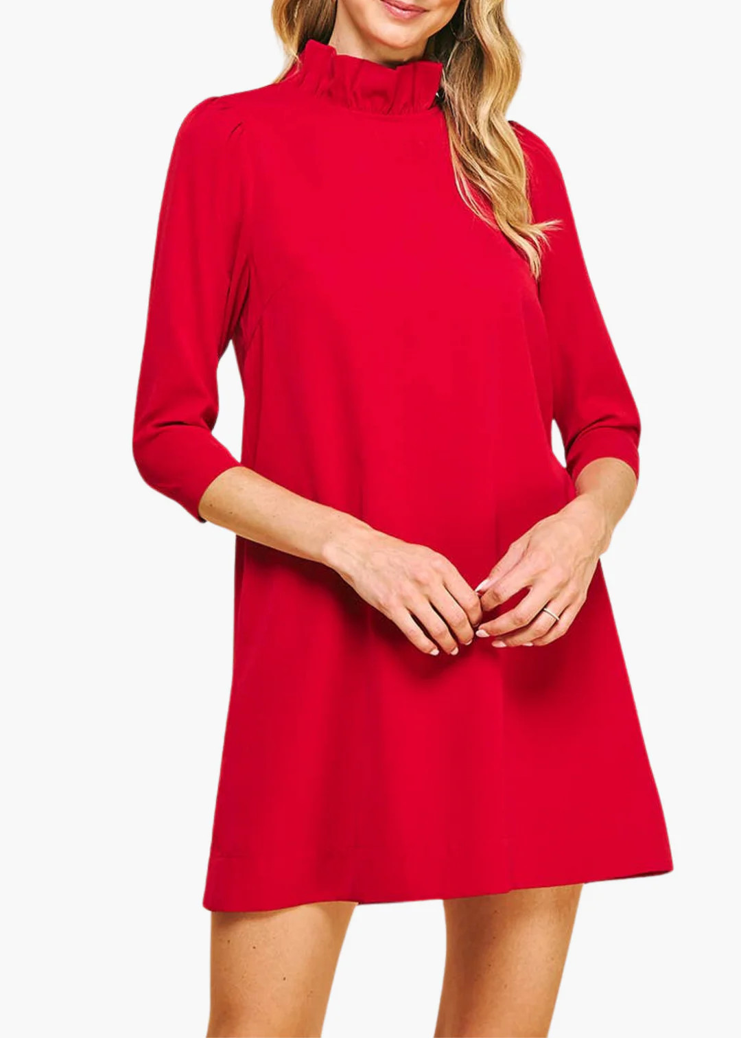 Chatham Bow Neck Dress in Red | Poppy and Pink