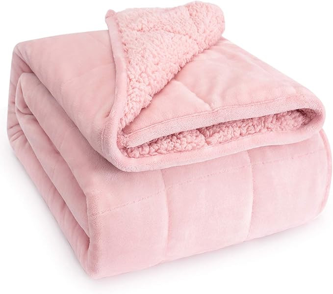 Wemore Sherpa Fleece Weighted Blanket for Adult, 15 lbs Dual Sided Cozy Fluffy Heavy Blanket, Ult... | Amazon (US)