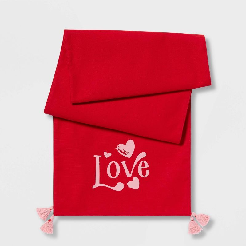 72" x 14" Cotton 'Love' Table Runner Red - Threshold™ | Target