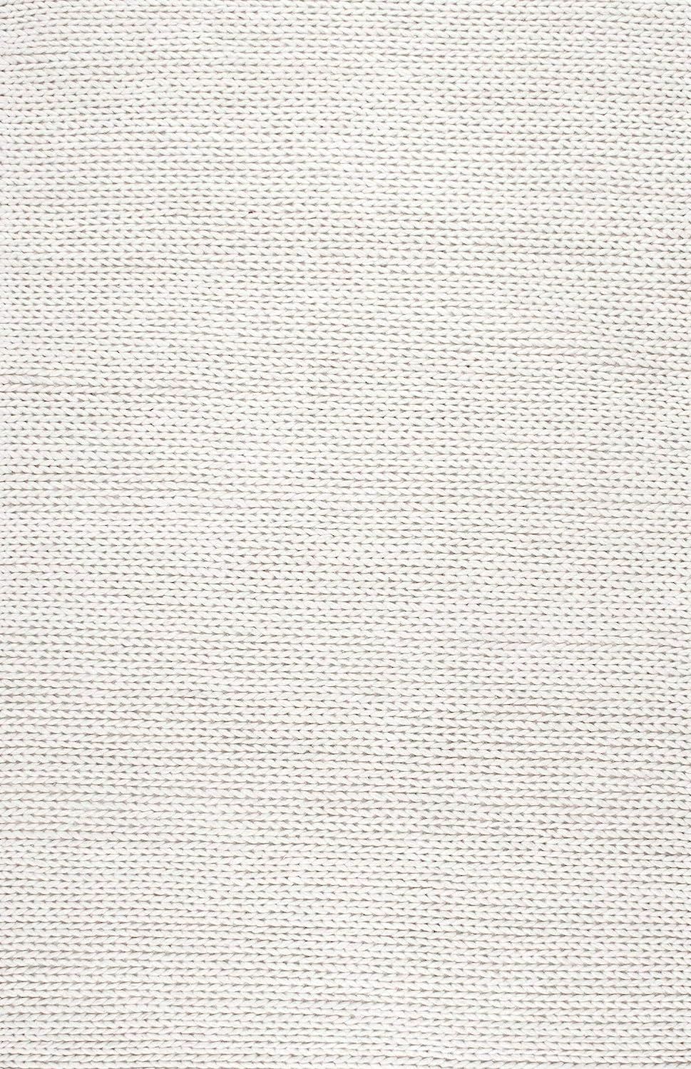 nuLOOM Caryatid Handwoven Solid Wool Area Rug, 4' x 6', Off White | Amazon (US)