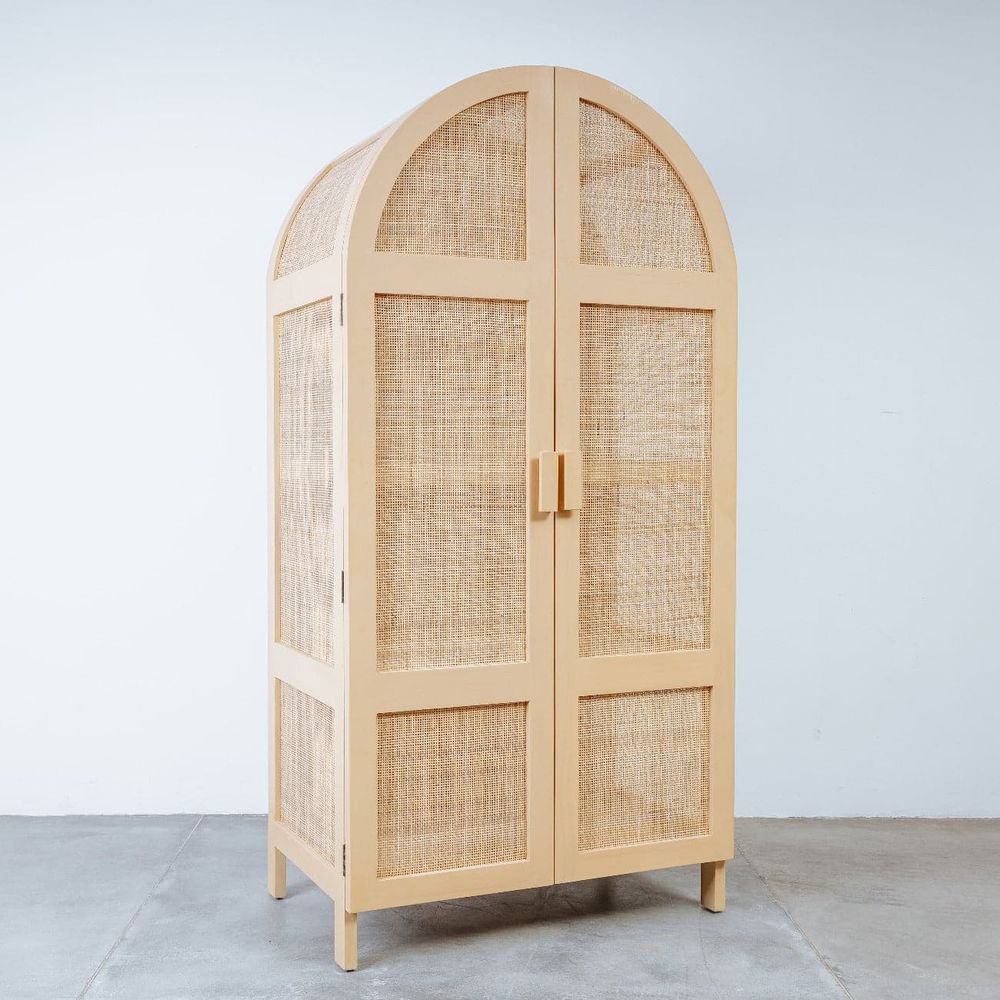Lemari Teak and Cane Wardrobe - Ivory | France and Son