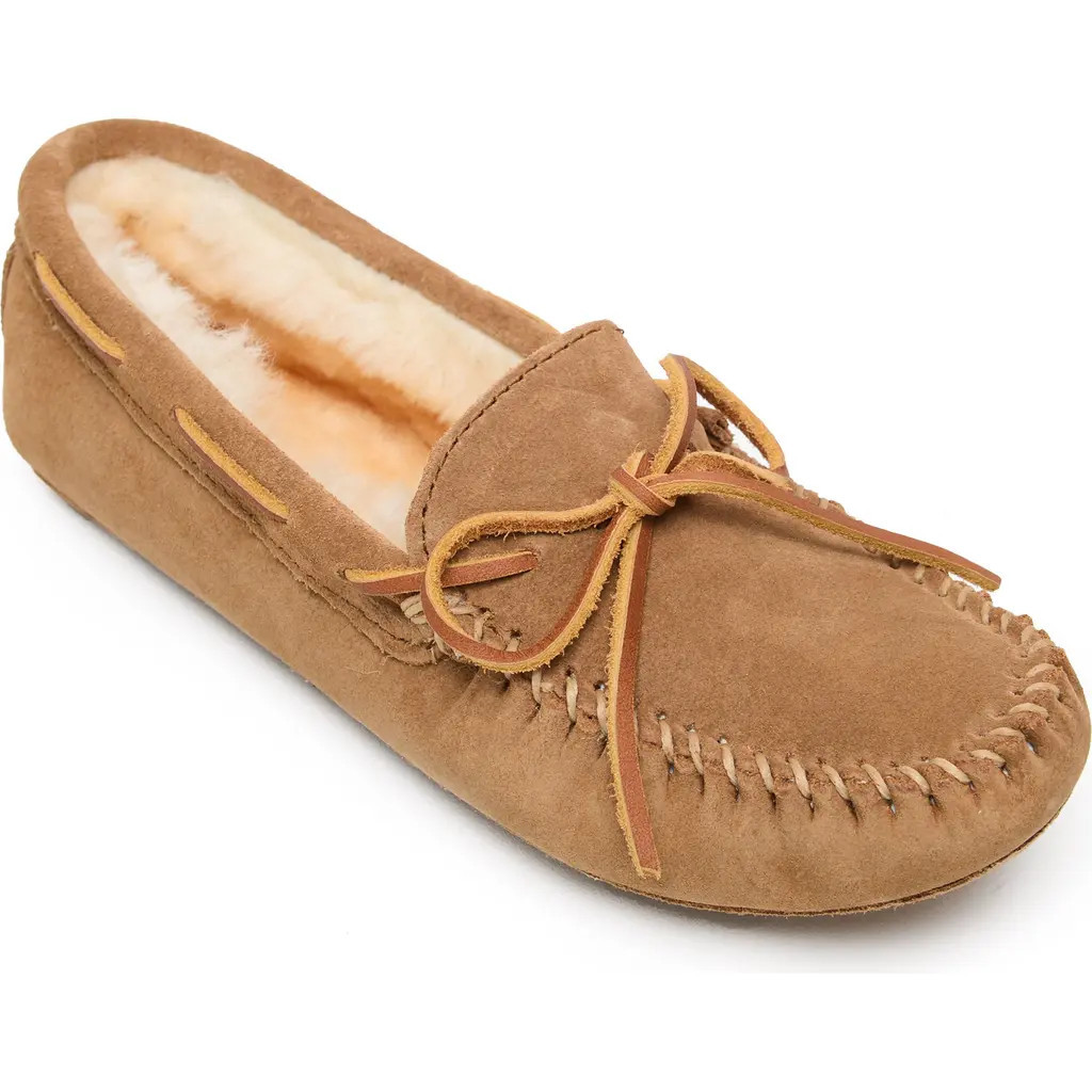 Minnetonka Genuine Shearling Softsole Slipper in Tan at Nordstrom, Size 5 | Nordstrom