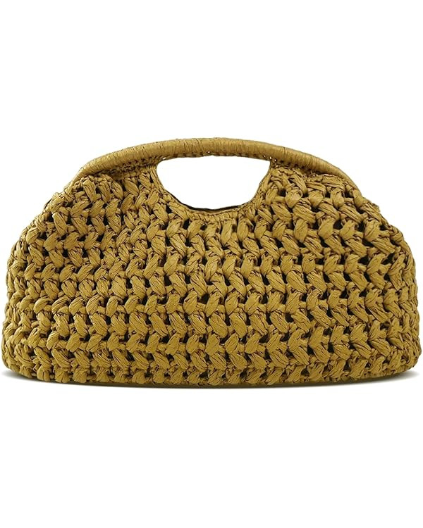 Large Straw Dumpling Clutch Purse for Women,Summer Vacation Beach Hobo Bag,Woven Evening Top Hanl... | Amazon (US)
