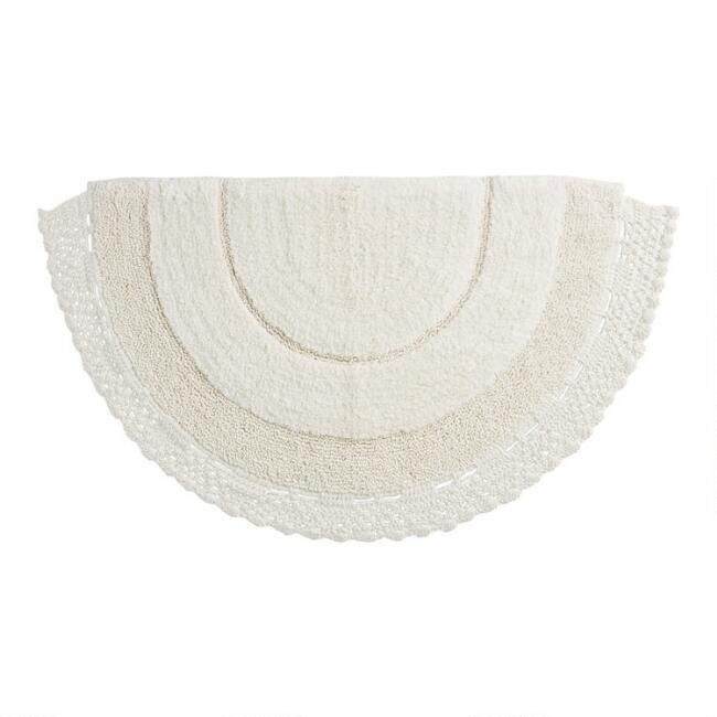 Ivory Crocheted Half Circle Bath Mat | World Market