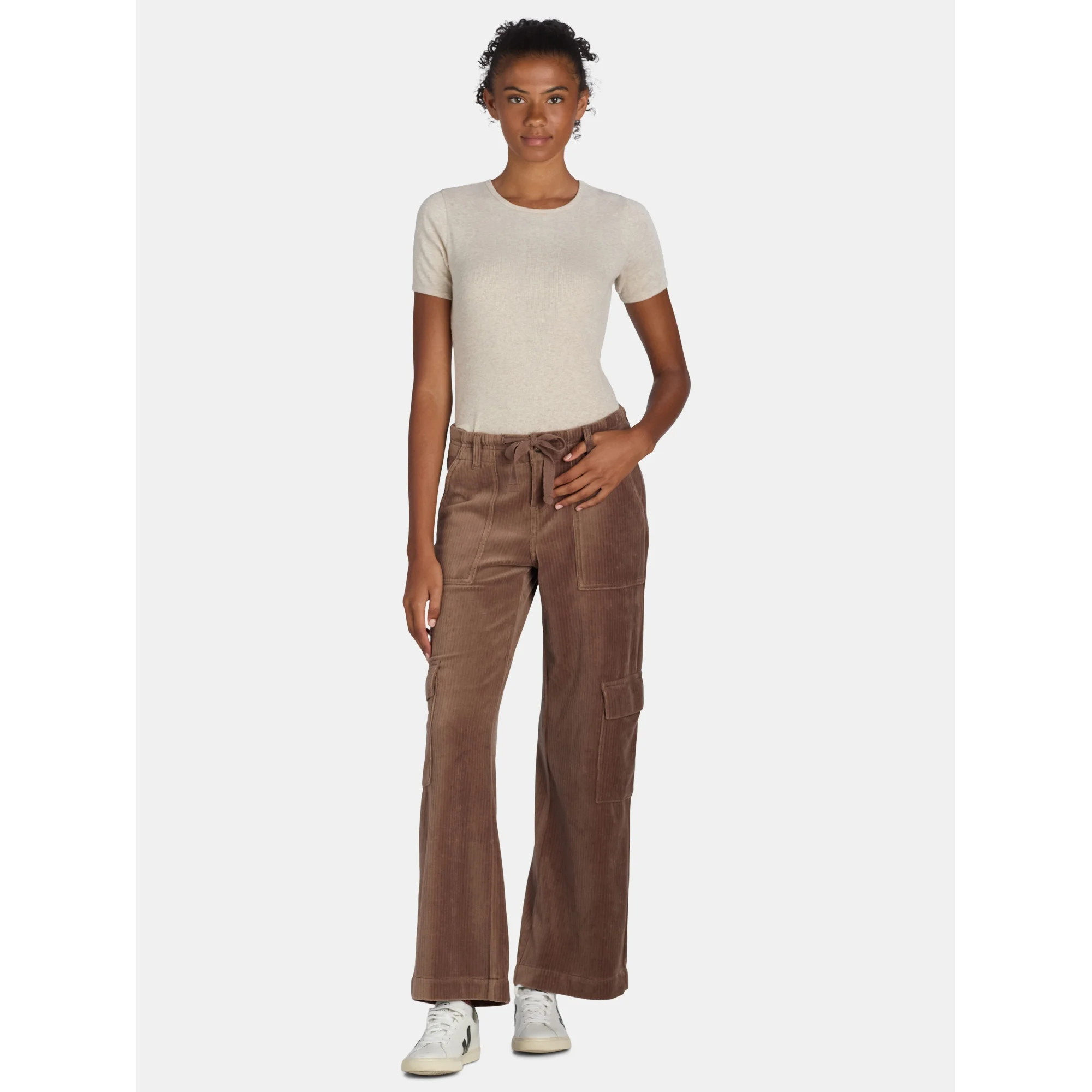 Time and Tru Women’s Knit Cargo Mid Rise Pants, 31" Inseam, Sizes XS-XXXL | Walmart (US)