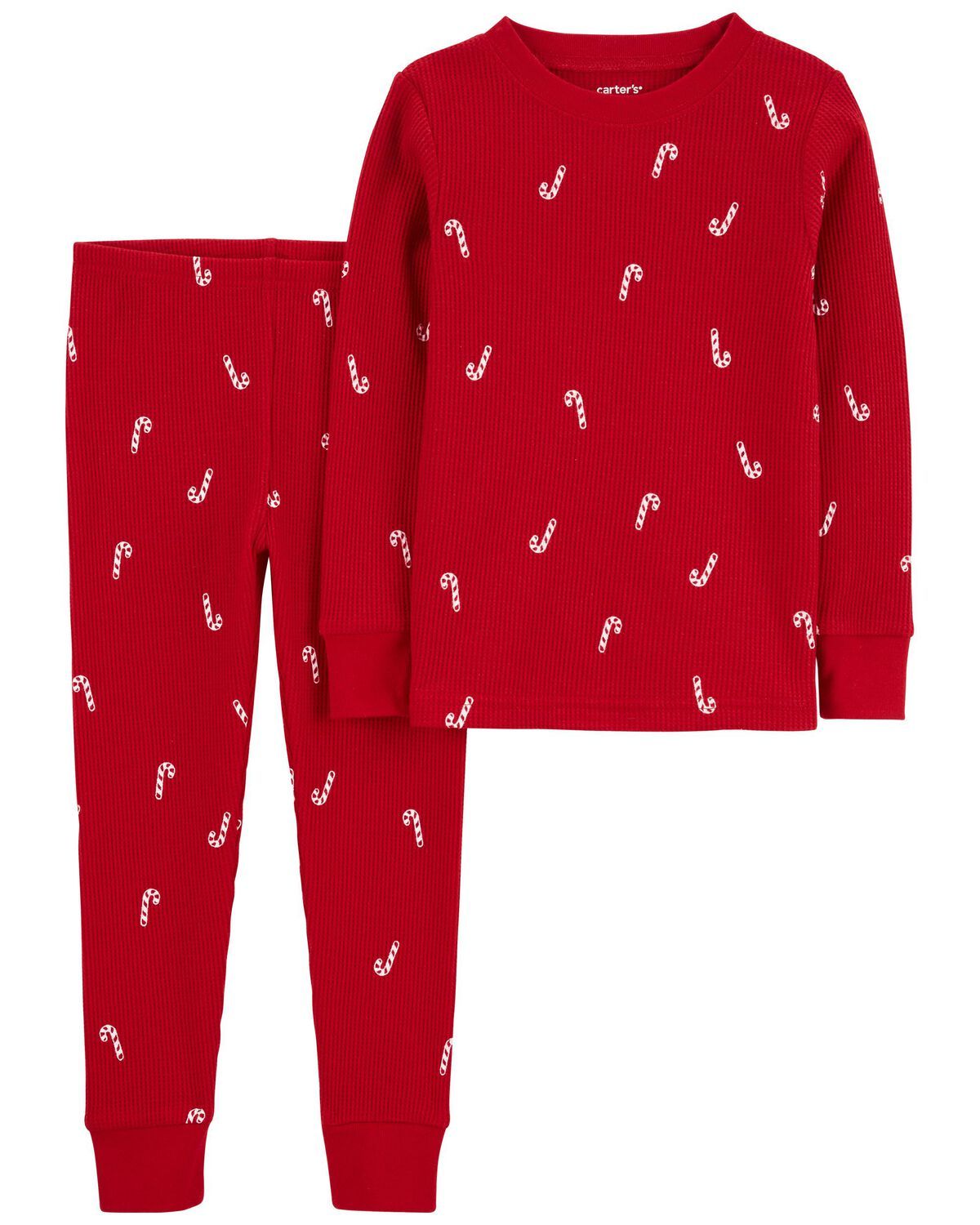 Red Toddler 2-Piece Candy Cane Thermal Pajamas | carters.com | Carter's