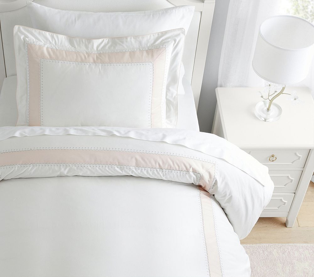 Monique Lhuillier Ethereal Pieced Sateen Duvet Cover & Shams | Pottery Barn Kids