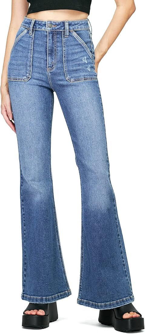 Cello Jeans Women's Juniors High Rise Denim Bell Bottom Flares | Amazon (US)