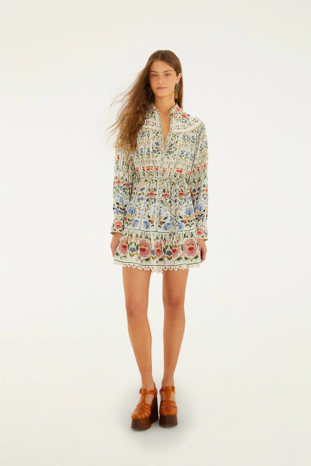 Off-White Stitched Garden Mini Dress | FARM Rio | FarmRio (US)