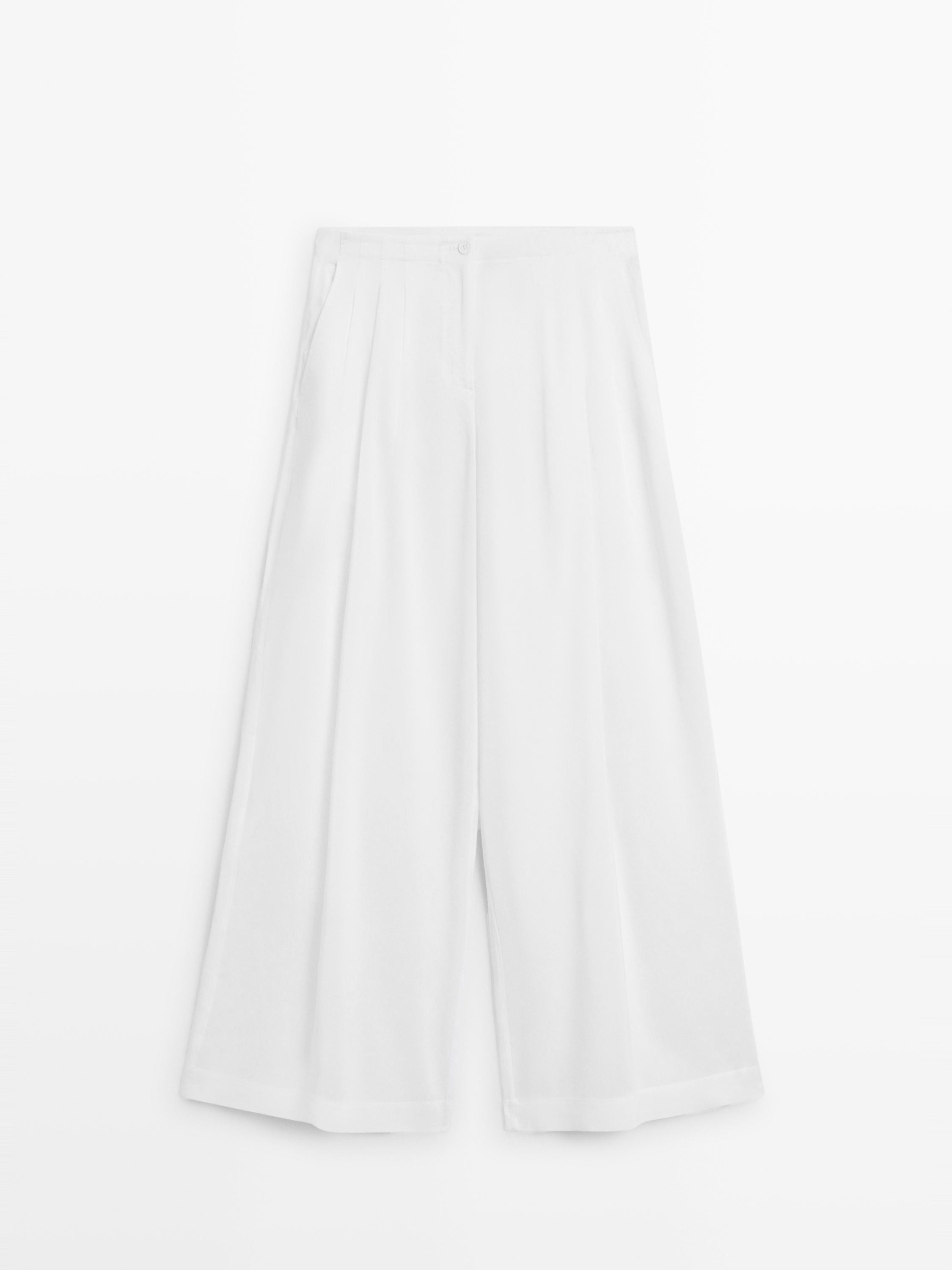 Flowing linen blend pants | Massimo Dutti UK