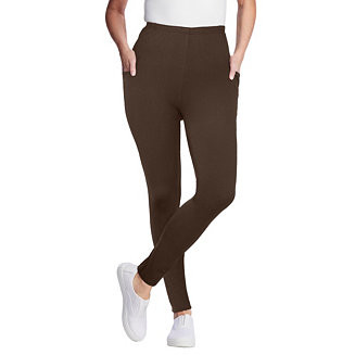 Woman Within Women's Within Tall Stretch-Cotton Knit Pull-On Pocket Leggings - Macy's | Macy's