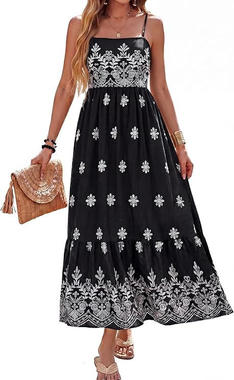 BerryGo Womens Summer Boho Maxi Dress 2026 Casual Empire Waist Spaghetti Strap Floral Beach Sundr... | Amazon (US)