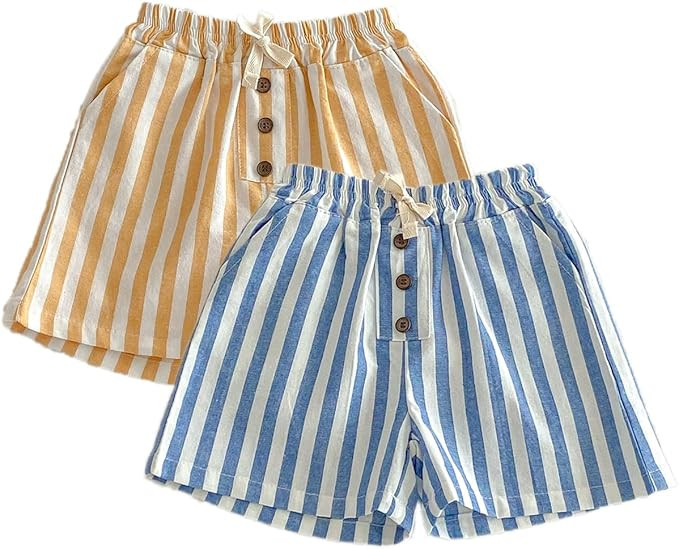Ashmyova Classic Shorts for Boys Thin Cotton Stripe Elastics Waist Casual Summer Toddler Shorts L... | Amazon (US)
