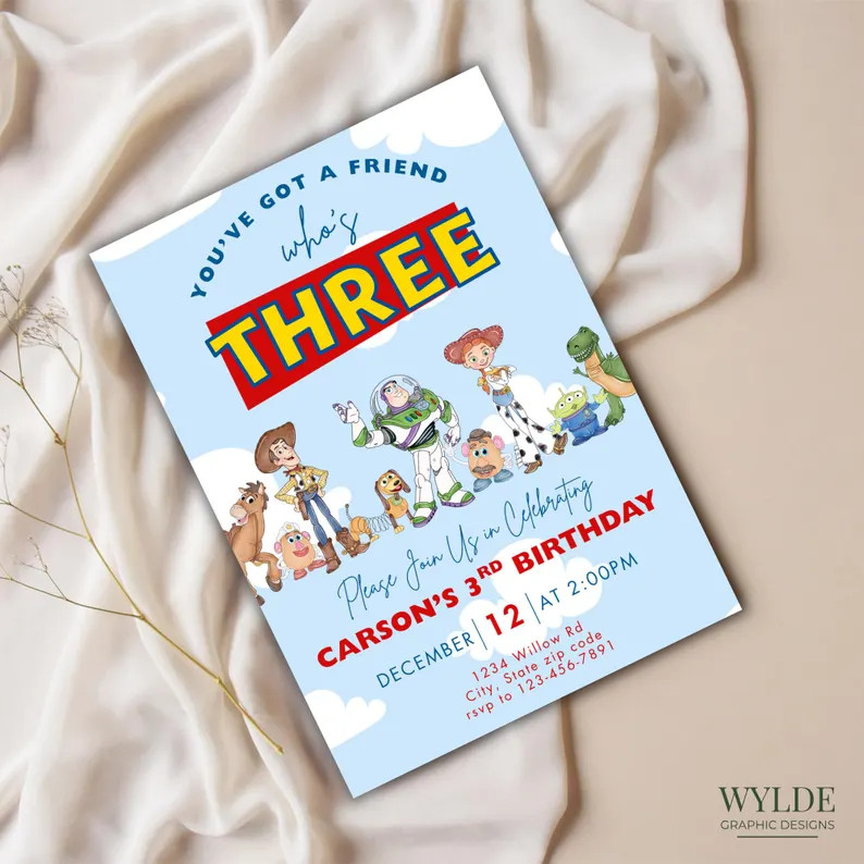 You've Got a Friend Who's Three Birthday Invitation | Editable Canva Template | Toy-Inspired Part... | Etsy (Global)