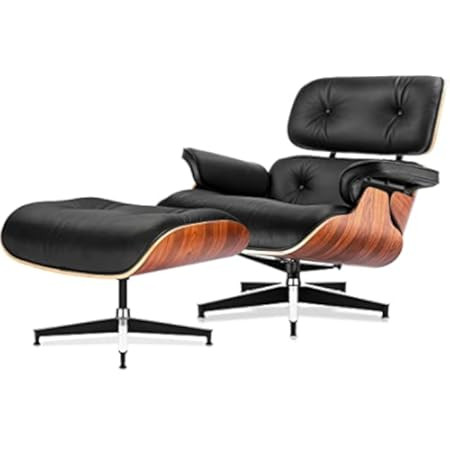 Mid Century Lounge Chair and Ottoman, Modern Chair Classic Design, Top Grain White Leather Palisande | Amazon (US)