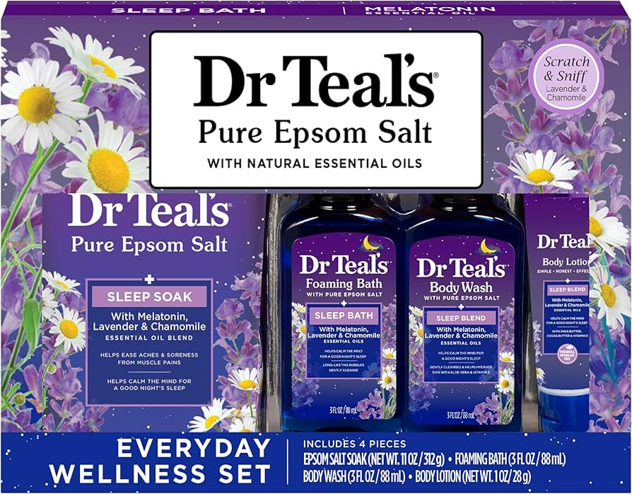 Dr Teal's Sleep Bath Gift Set, Melatonin & Essential Oil Blend, 4 Piece | Amazon (US)