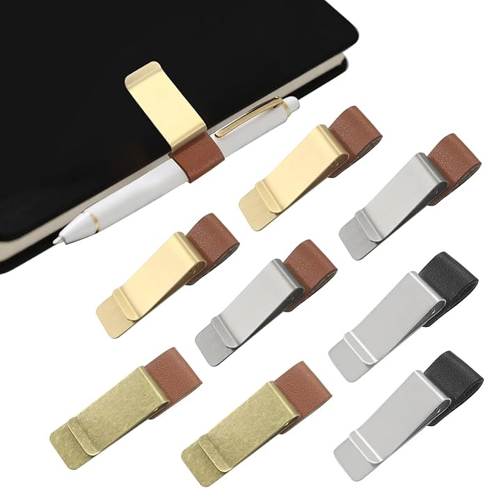 8Pcs PU Leather Pen Loop Holder - Retro Stainless Steel Clip for Notebooks, Journals & Planners (... | Amazon (US)