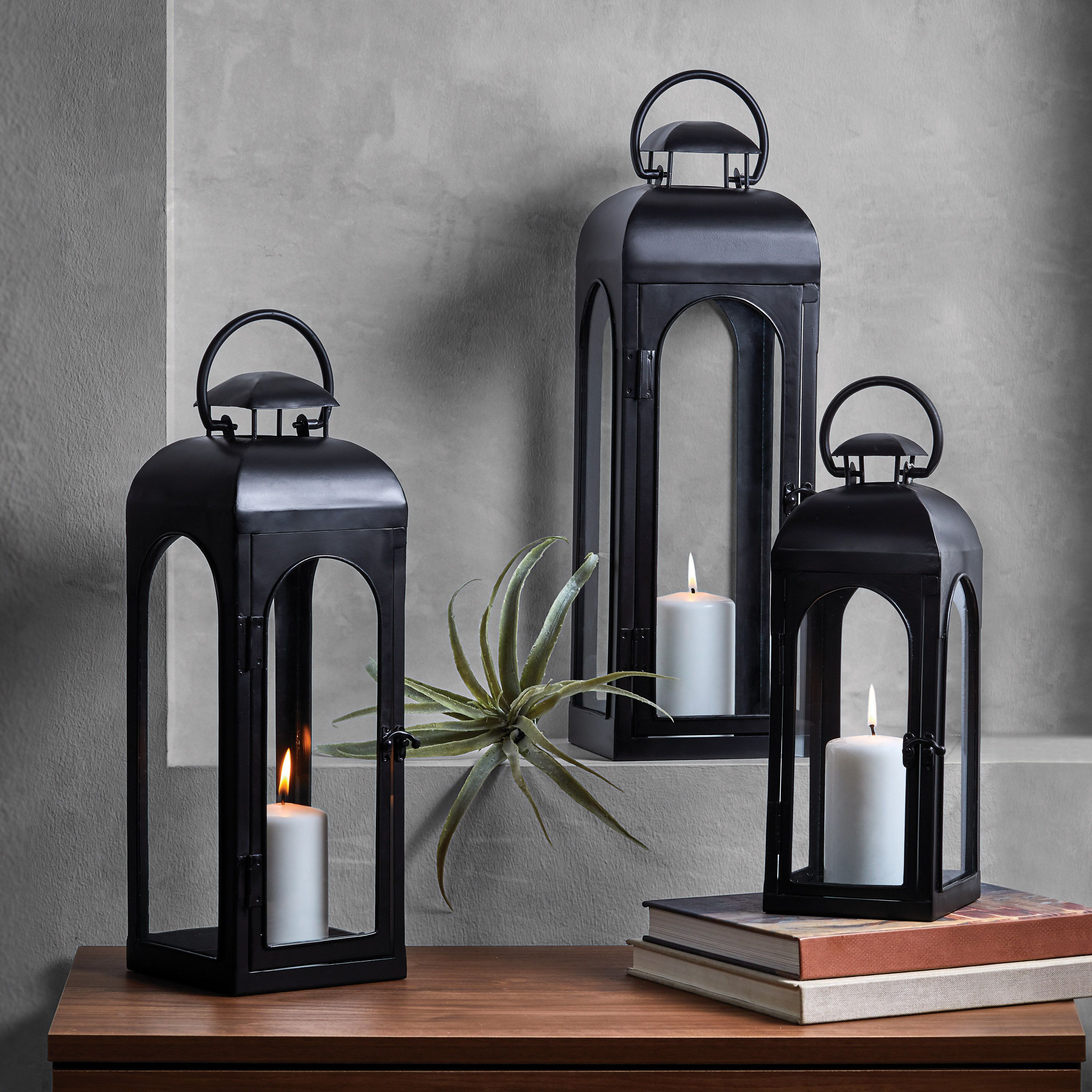 Better Homes & Gardens Metal Indoor Candle Holder Lantern, Black, Medium | Walmart (US)