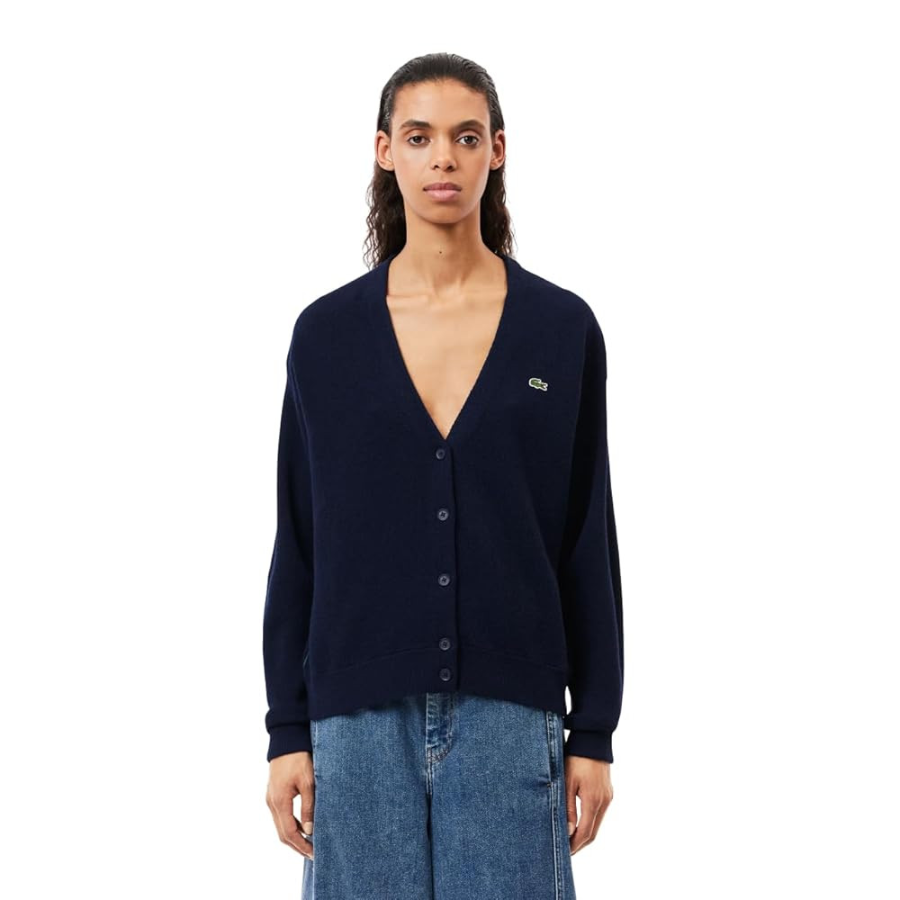 Lacoste Women's V-Neck Wool Cardigan | Amazon (US)