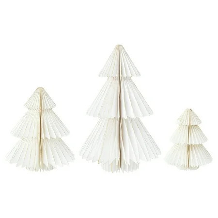 Paper Christmas Tree Tabletop Decorations, Paper Christmas Trees - 3D Foldable Fir Tree Holiday Centerpiece White, 12" Tall, White | Walmart (US)