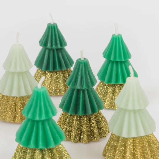 Green Mini Christmas Tree Candles | Meri Meri