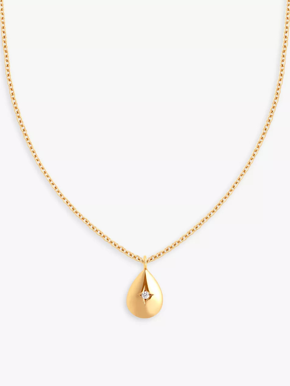 Pear Charm 18ct yellow gold-plated recycled sterling-silver and cubic zirconia necklace | Selfridges