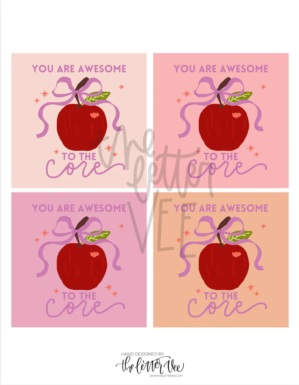 You are Awesome to the Core | Teacher Appreciation Tags | The Letter Vee
