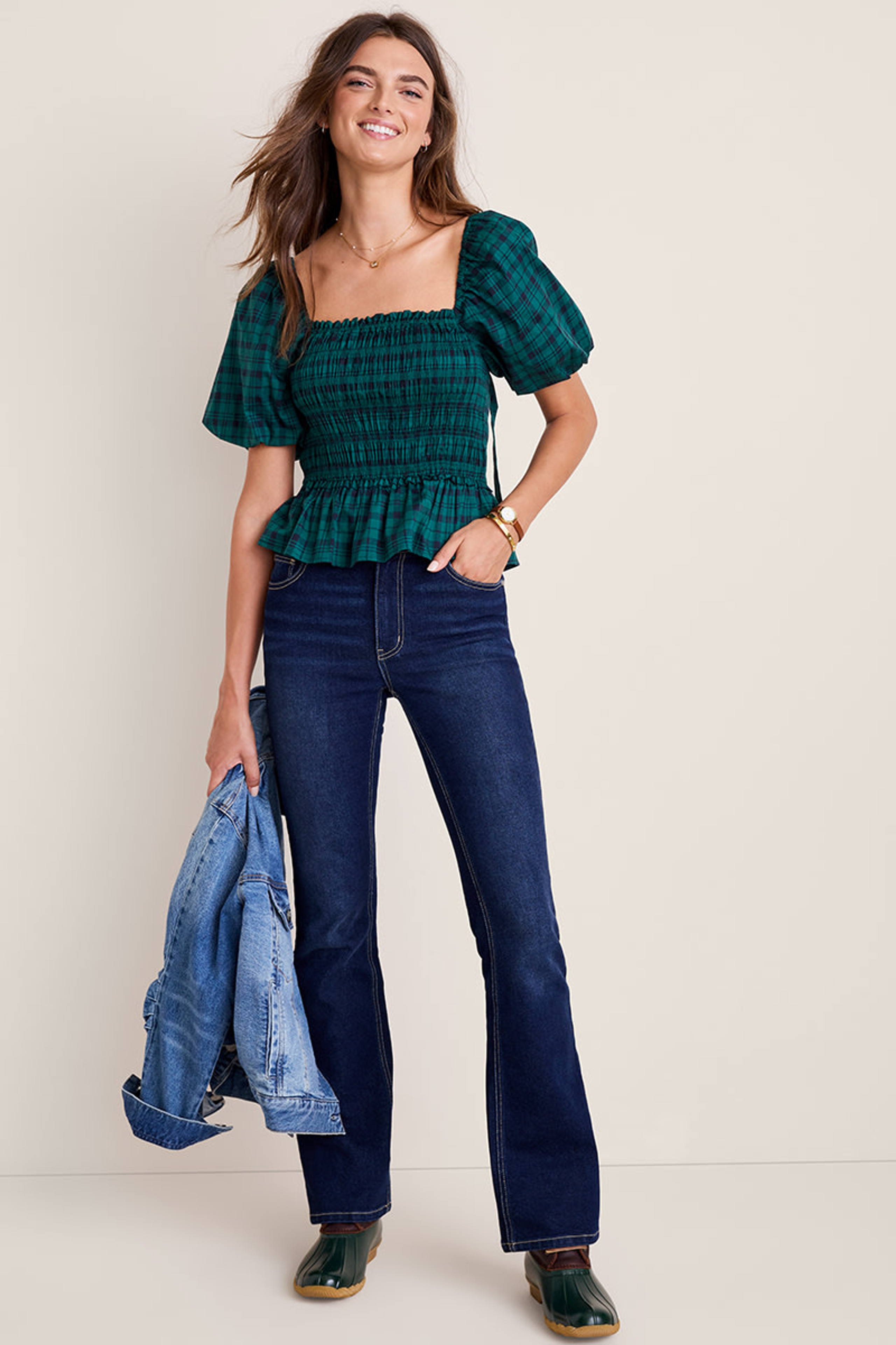 Jennifer Plaid Smocked Blouse | Francesca's