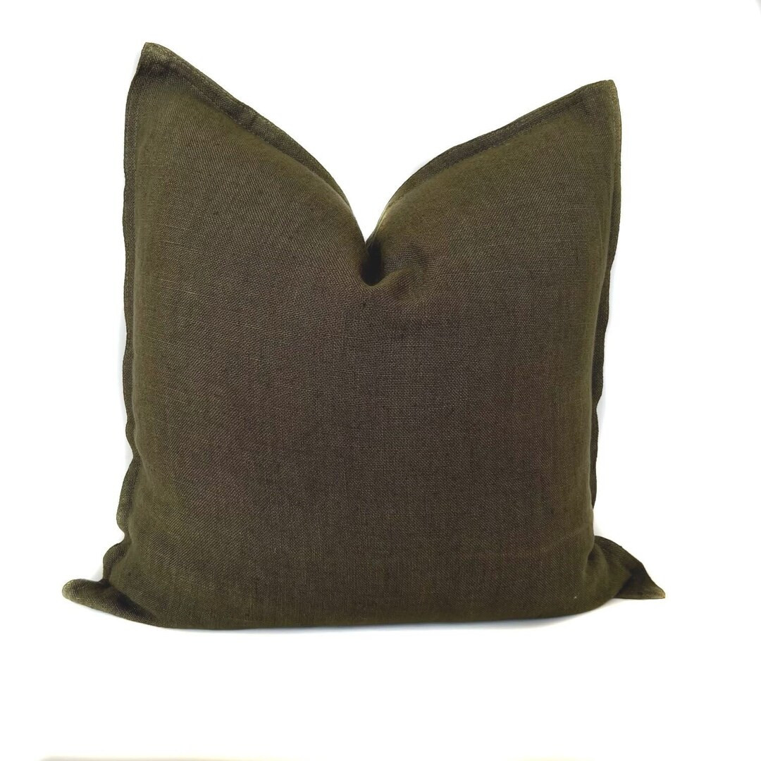 Olive Linen Pillow Cover Green Throw Pillow Accent Pillow Bed Pillow Couch Pillows Olive Green Ho... | Etsy (US)