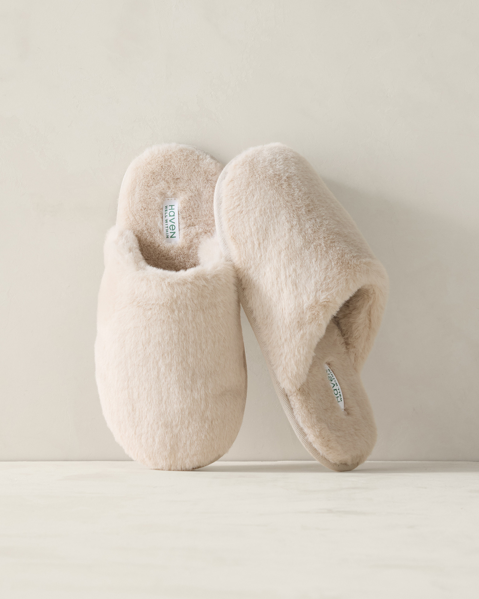 Faux Fur Slippers | Feather | Small | Haven Well Within
