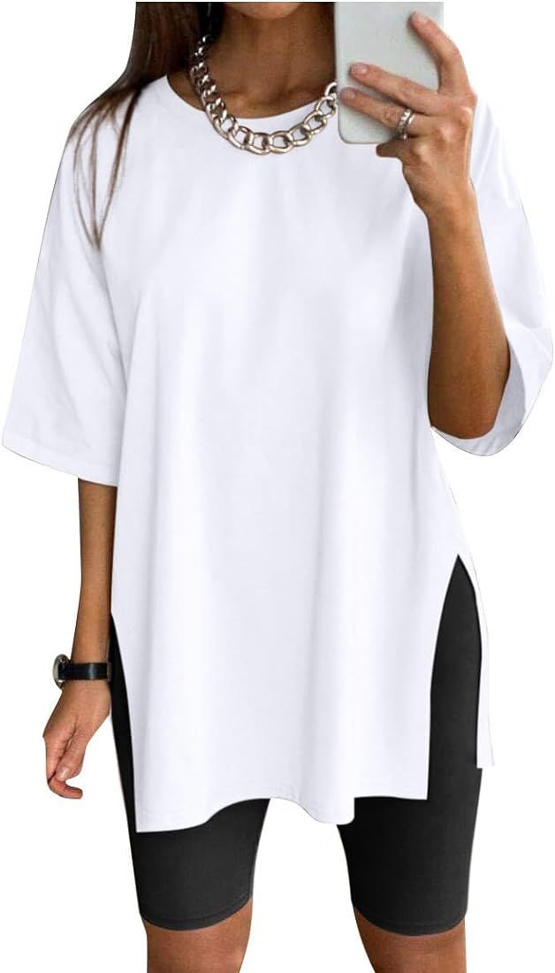 VNIRA Women’s Summer Casual Short Sleeve Oversize Workout T-Shirt Tee Tops | Amazon (US)