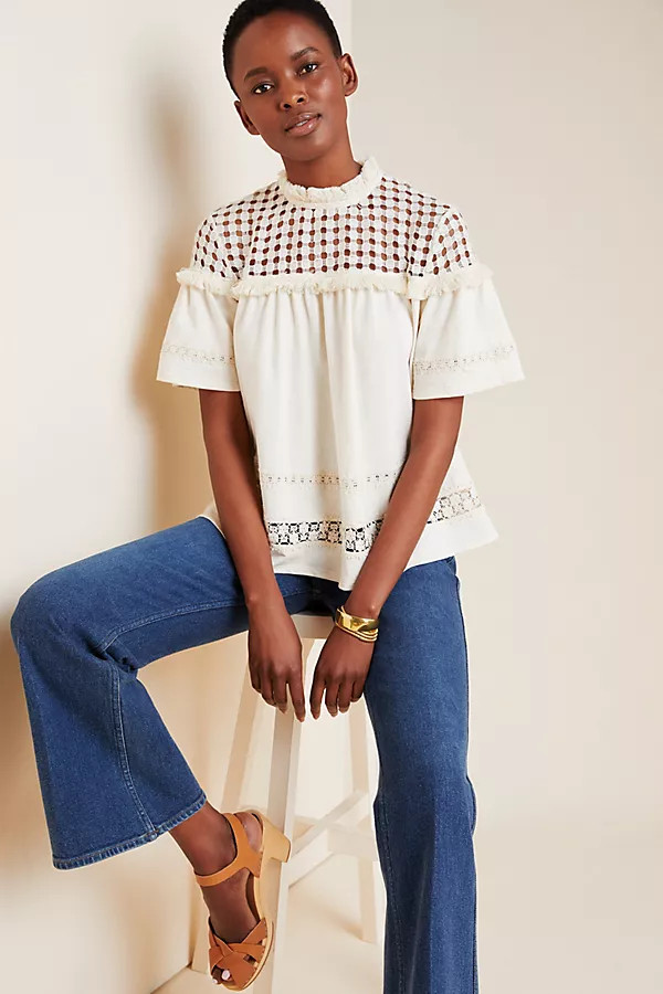 Myla Embroidered Lace Top | Anthropologie (US)