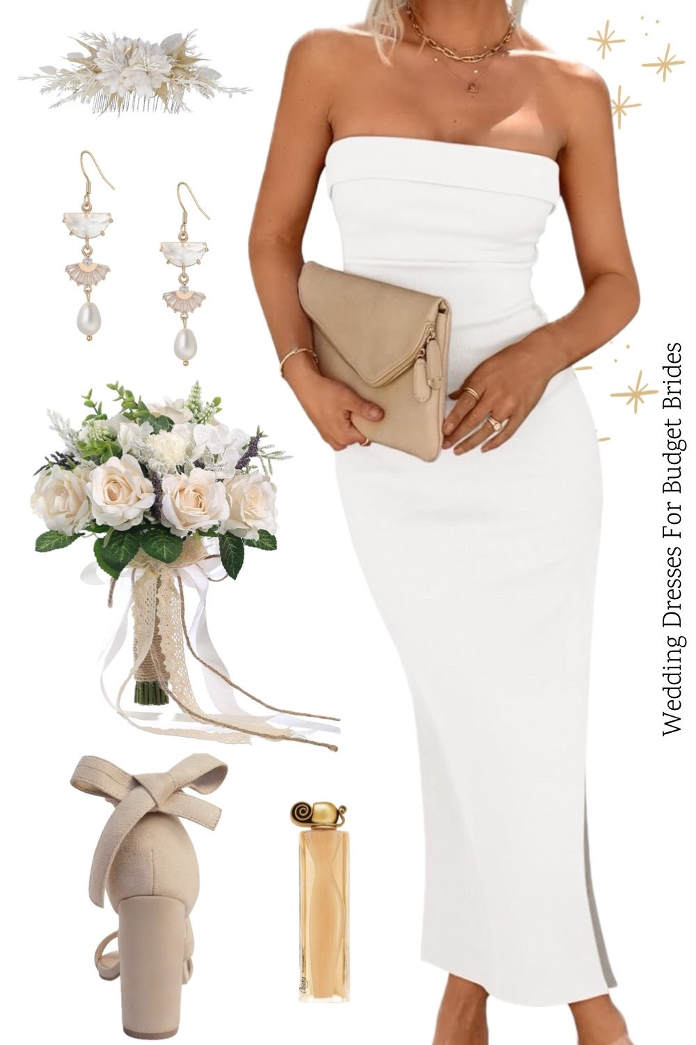 Affordable wedding day outfit idea for the bride to be. Bridal dress is around $45 on Amazon. 

Reception dress, courthouse elopement dress, long white dress, minimalist wedding dress, or microwedding dress. 

#LTKWedding #LTKSeasonal