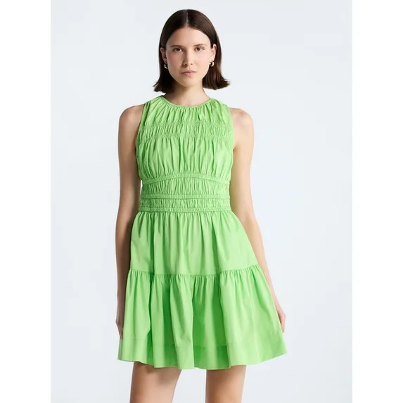 Free Assembly Women's and Women's Plus Smocked Cotton Drop Waist Mini Dress, Sizes XS-4X | Walmart (US)