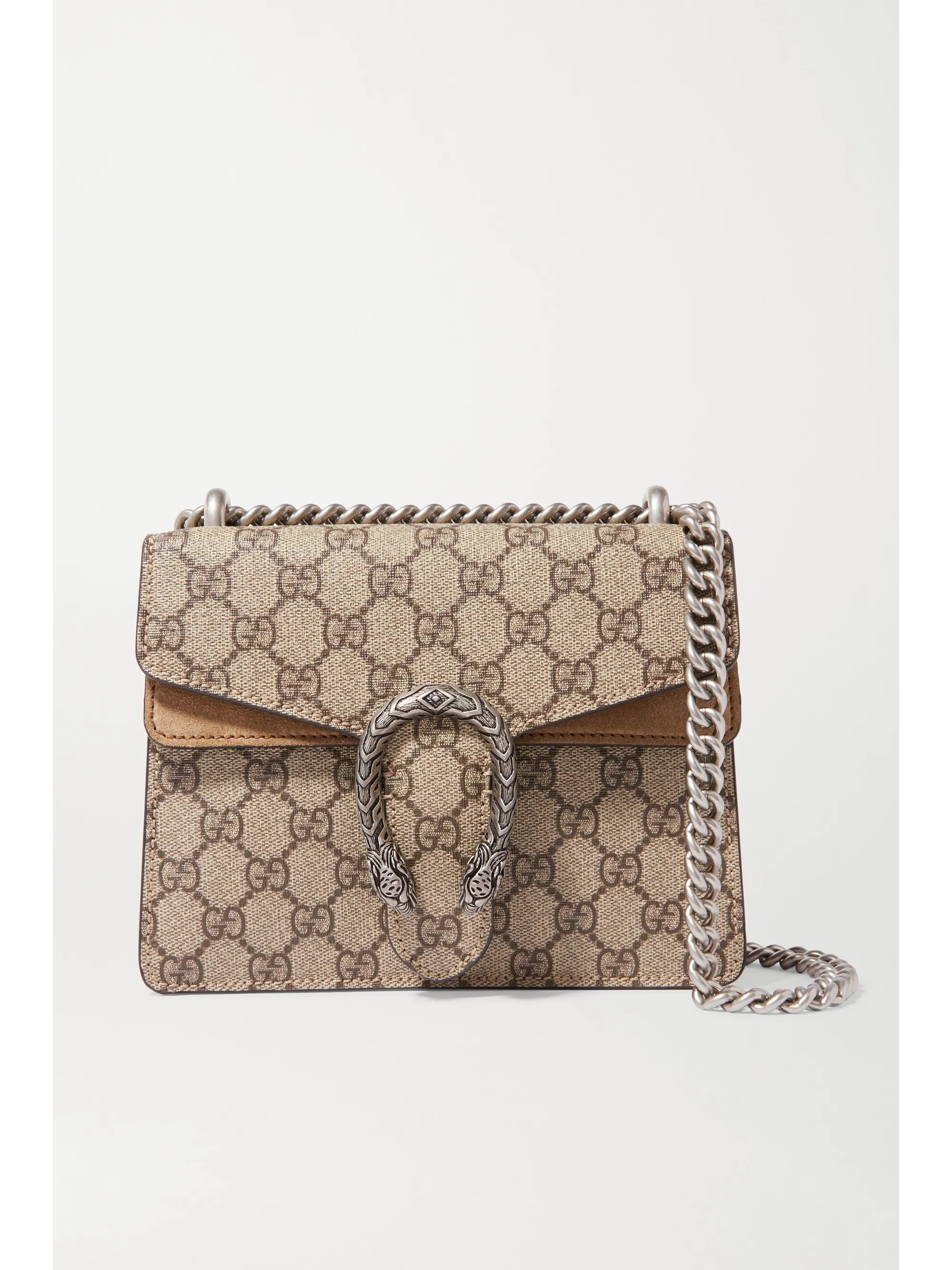Beige Dionysus mini printed coated-canvas and suede shoulder bag | Gucci | NET-A-PORTER | NET-A-PORTER (UK & EU)