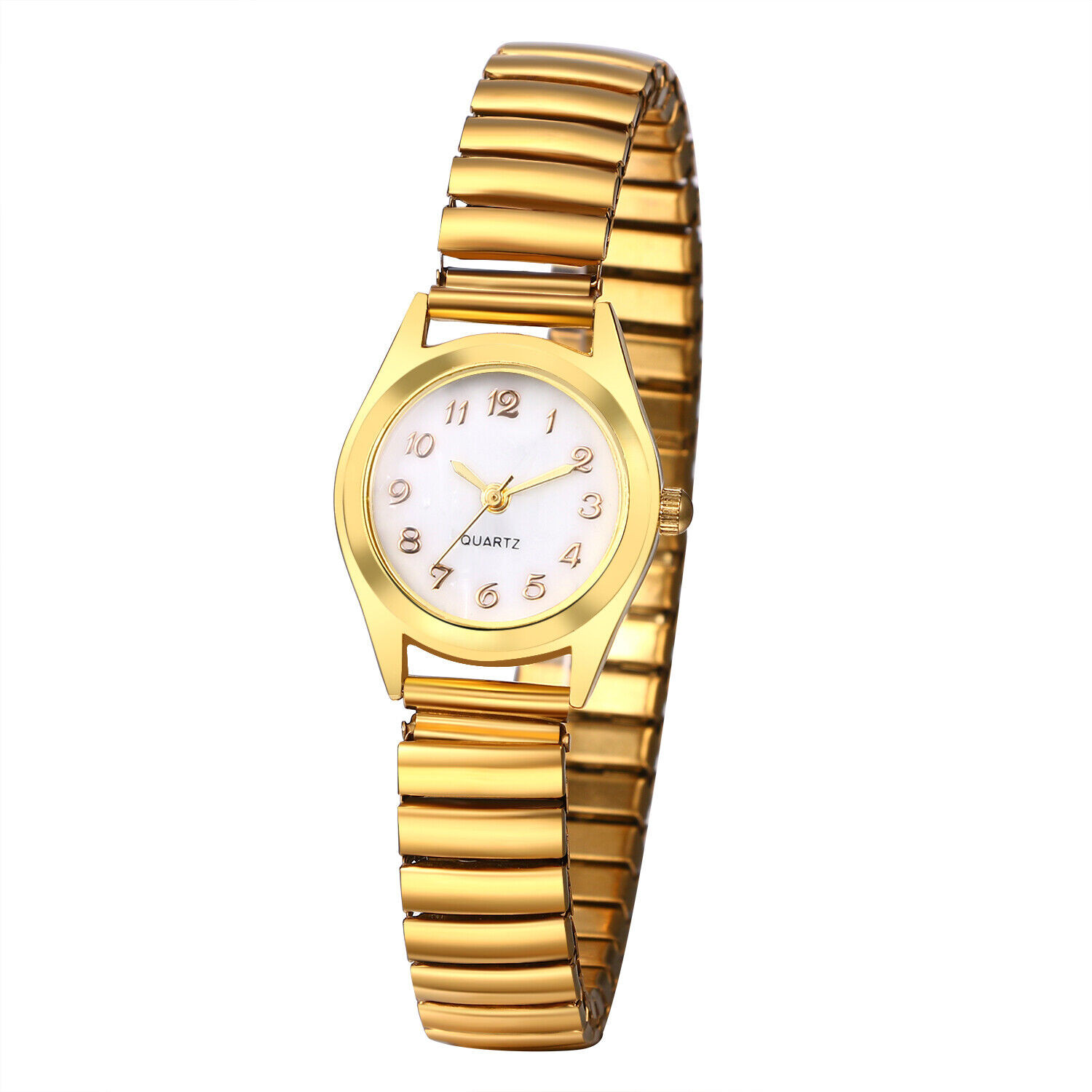 Women's Gold Tone Slim Elastic Band Dress Watch Quartz Stretch Strap Wrist Watch | Walmart (US)