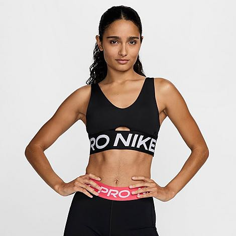 Nike Women's Pro Indy Plunge Sports Bra in Black/White Size: XXS | Finish Line (US)