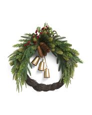 24in Norfolk Pine Wreath With Bells | Marshalls
