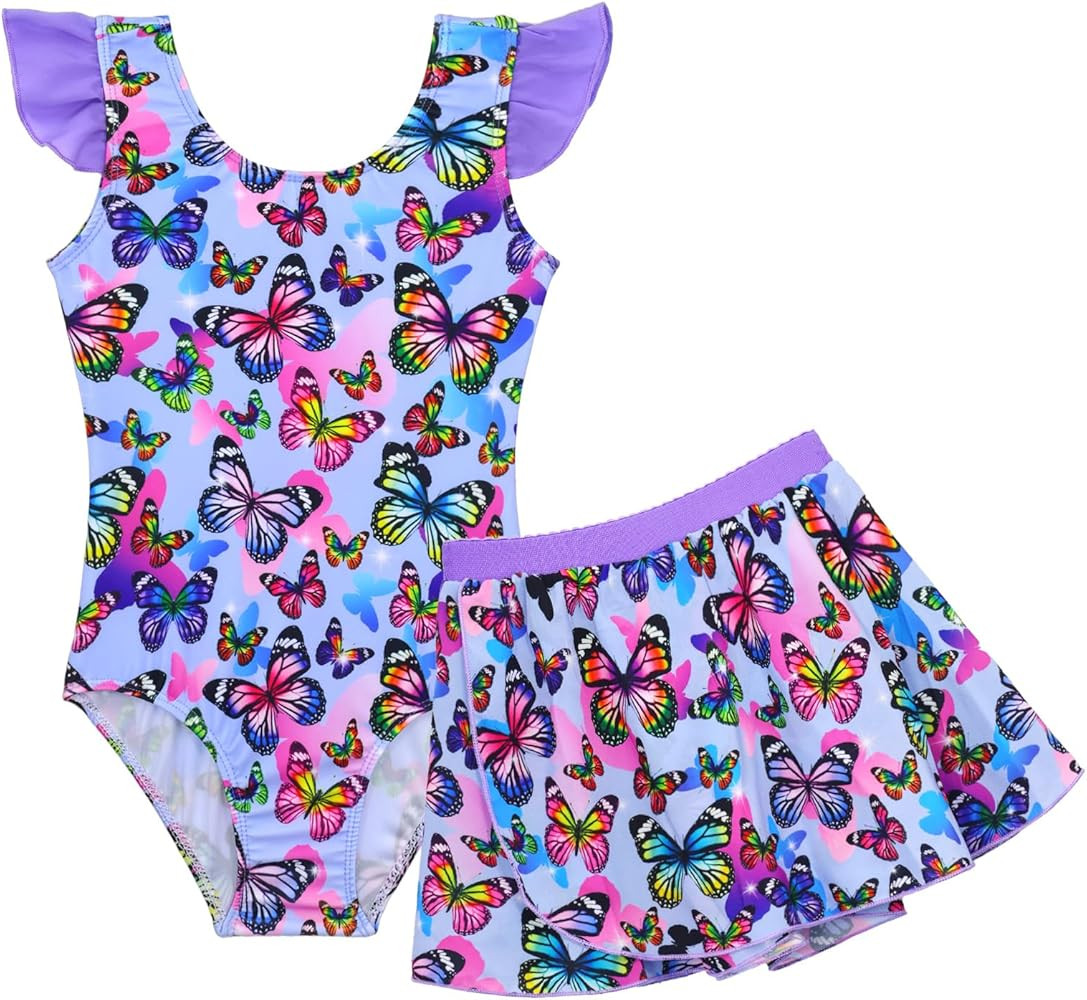 Girls Bathing Suit One Piece Swimsuits Ruffles Swimwear with Skirt UPF 50+ Sun Protection for Kid... | Amazon (US)