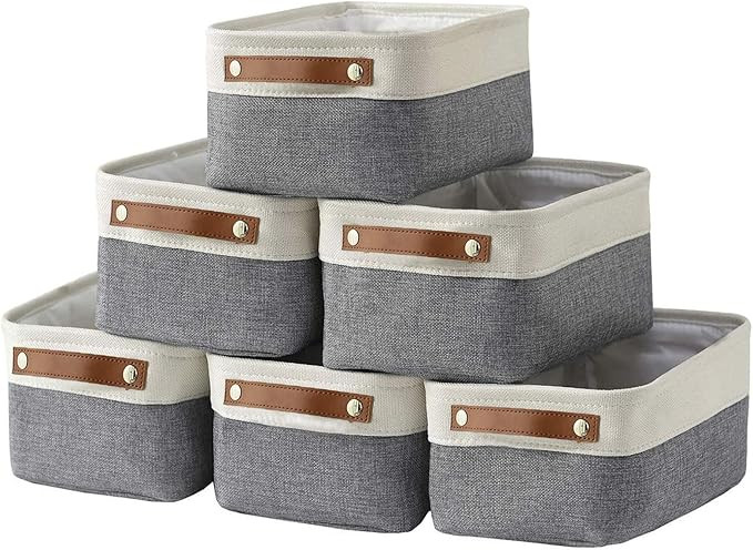 HNZIGE Small Storage Baskets for Organizing(6 Pack) Fabric Baskets for Shelves, Closets, Laundry,... | Amazon (US)
