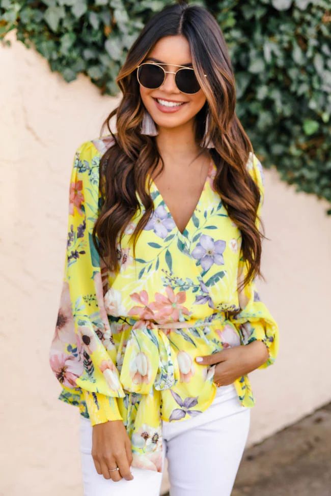 Lost In Translation Floral Yellow Blouse | The Pink Lily Boutique